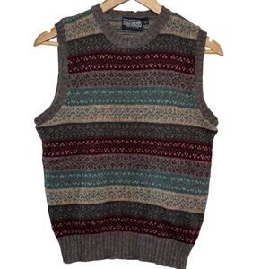 Vtg 1980's 100% Shetland Wool Made in Scotland Fair Isle Lands End Sweater Vest